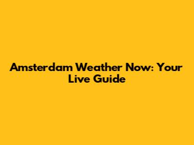 Amsterdam Weather Now: Your Live Guide