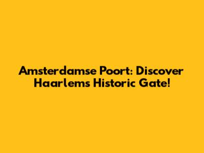 Amsterdamse Poort: Discover Haarlem's Historic Gate!