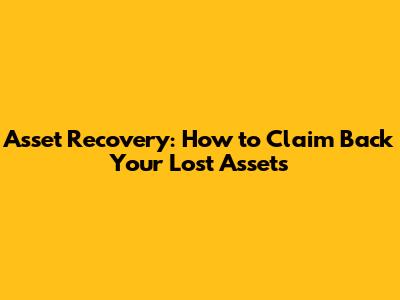 Asset Recovery: How to Claim Back Your Lost Assets