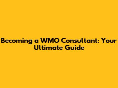 Becoming a WMO Consultant: Your Ultimate Guide