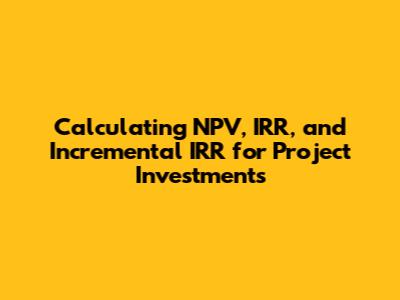 Calculating NPV, IRR, and Incremental IRR for Project Investments