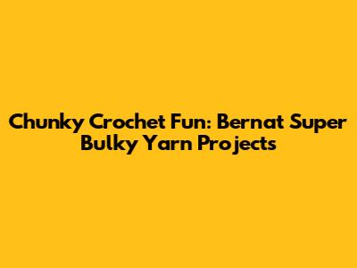 Chunky Crochet Fun: Bernat Super Bulky Yarn Projects