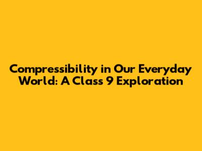 Compressibility in Our Everyday World: A Class 9 Exploration