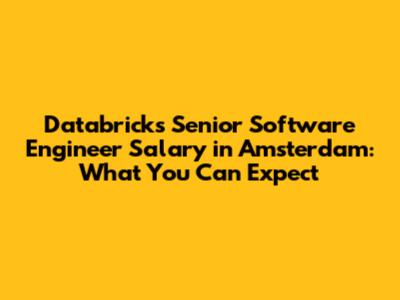 Databricks Senior Software Engineer Salary in Amsterdam: What You Can Expect