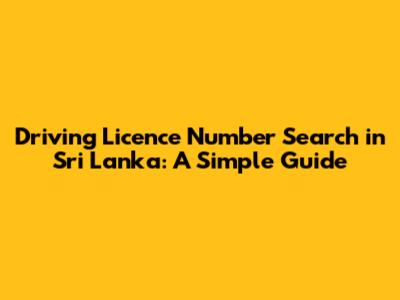 Driving Licence Number Search in Sri Lanka: A Simple Guide