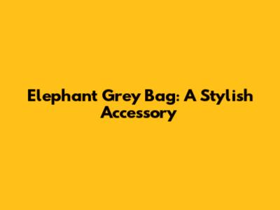 Elephant Grey Bag: A Stylish Accessory