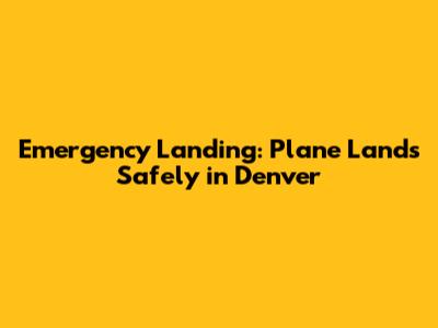 Emergency Landing: Plane Lands Safely in Denver