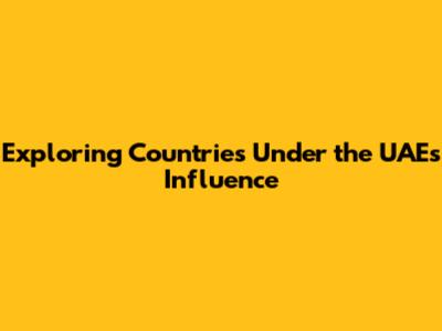 Exploring Countries Under the UAE's Influence