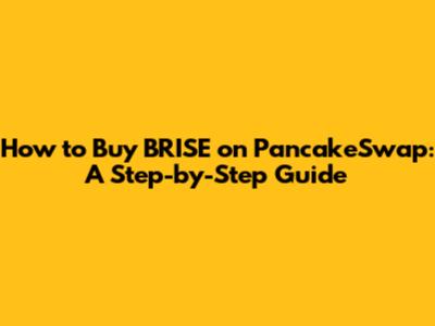 How to Buy BRISE on PancakeSwap: A Step-by-Step Guide