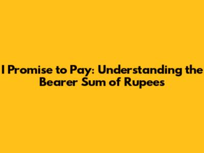 I Promise to Pay: Understanding the Bearer Sum of Rupees