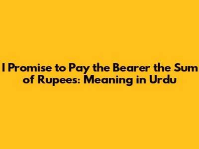 I Promise to Pay the Bearer the Sum of Rupees: Meaning in Urdu