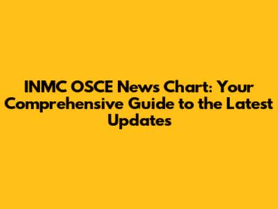 INMC OSCE News Chart: Your Comprehensive Guide to the Latest Updates