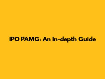 IPO PAMG: An In-depth Guide