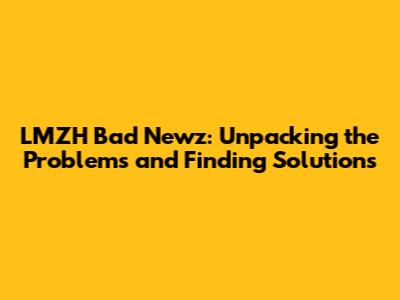 LMZH Bad Newz: Unpacking the Problems and Finding Solutions