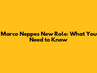 Marco Neppe's New Role: What You Need to Know