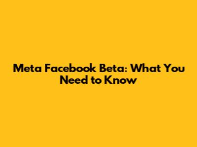 Meta Facebook Beta: What You Need to Know