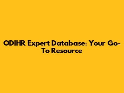 ODIHR Expert Database: Your Go-To Resource