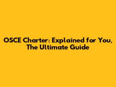 OSCE Charter: Explained for You, The Ultimate Guide