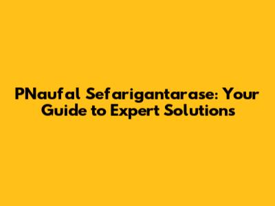PNaufal Sefarigantarase: Your Guide to Expert Solutions