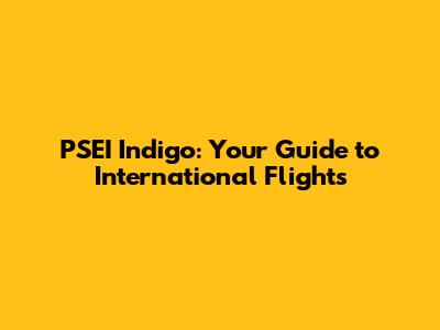 PSEI Indigo: Your Guide to International Flights