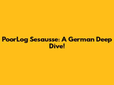 PoorLog Sesausse: A German Deep Dive!