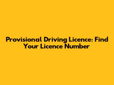 Provisional Driving Licence: Find Your Licence Number