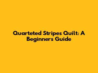 Quarteted Stripes Quilt: A Beginner's Guide