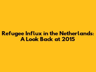 Refugee Influx in the Netherlands: A Look Back at 2015