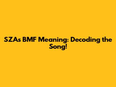 SZA's BMF Meaning: Decoding the Song!