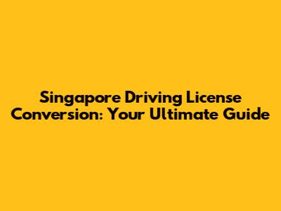 Singapore Driving License Conversion: Your Ultimate Guide