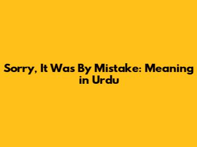 Sorry, It Was By Mistake: Meaning in Urdu