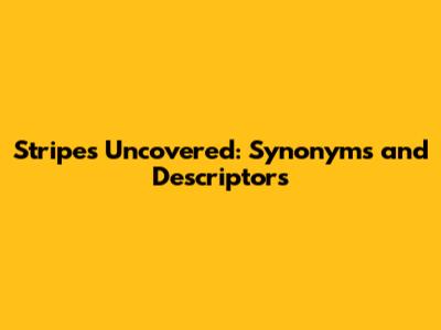 Stripes Uncovered: Synonyms and Descriptors