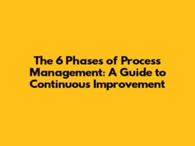 The 6 Phases of Process Management: A Guide to Continuous Improvement