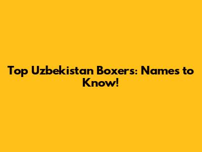 Top Uzbekistan Boxers: Names to Know!