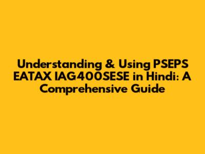 Understanding & Using PSEPS EATAX IAG400SESE in Hindi: A Comprehensive Guide