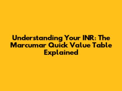 Understanding Your INR: The Marcumar Quick Value Table Explained