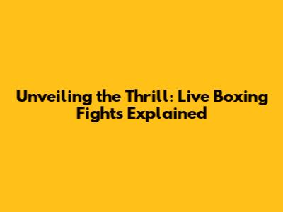 Unveiling the Thrill: Live Boxing Fights Explained