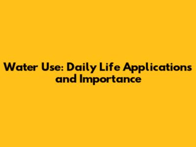 Water Use: Daily Life Applications and Importance