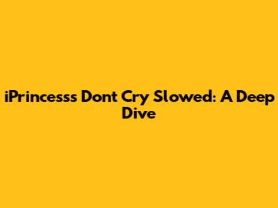 iPrincess's 'Don't Cry' Slowed: A Deep Dive